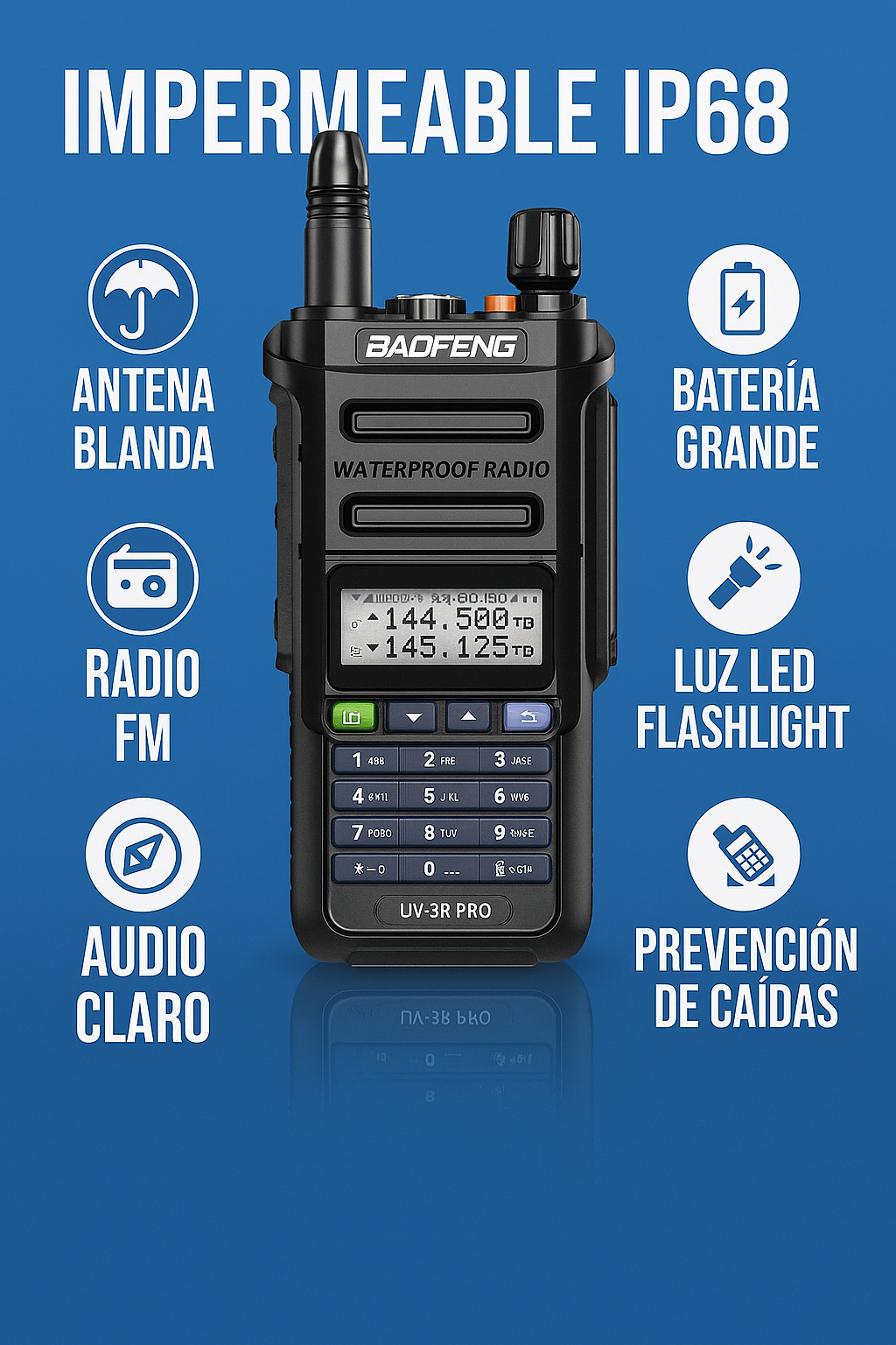 Radio baofeng UV9R PRO V2 tri banda Puerto USB C